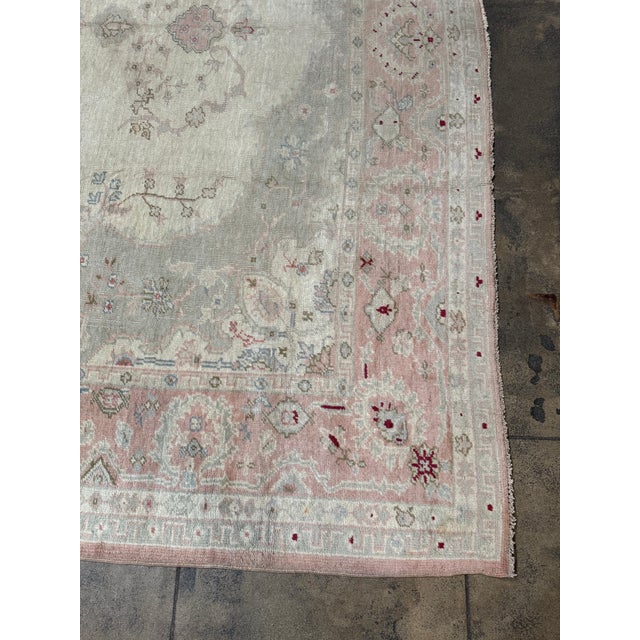 Antique Borlou Rug With Central Medallion and Floral Border – 11'10" X 9'3" For Sale - Image 9 of 11