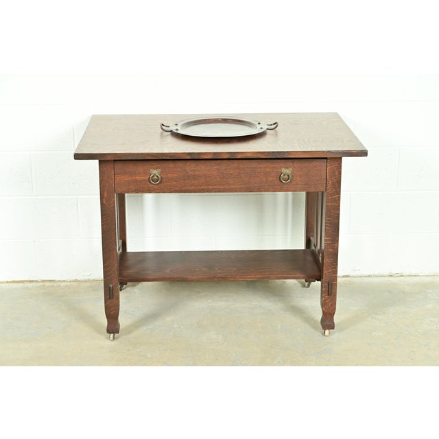 Copper Roycroft Arts & Crafts Hammered Copper Large Handled Serving Tray, Circa 1920s For Sale - Image 8 of 10