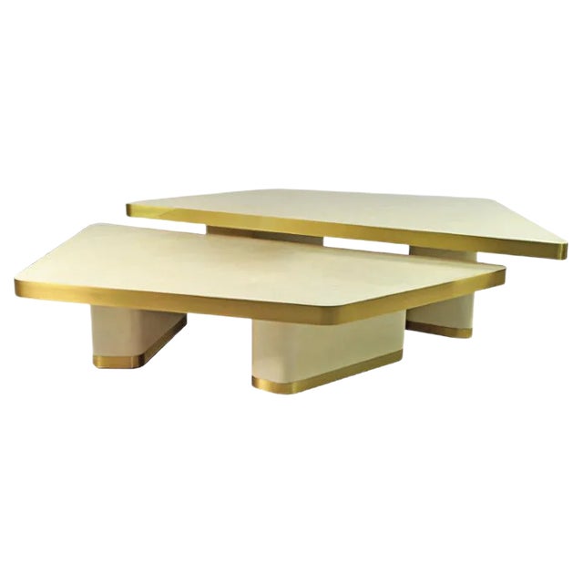 White Rock Crystal Coffee Tables by François-Xavier Turrou for Ginger Brown, Set of 2 For Sale