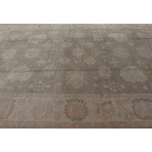 Green Large Turkish Oushak in Moss Green by Keivan Woven Arts 10'10 X 15'5 For Sale - Image 8 of 17