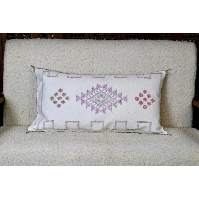 White Moroccan Cactus Silk Pillow For Sale - Image 4 of 5