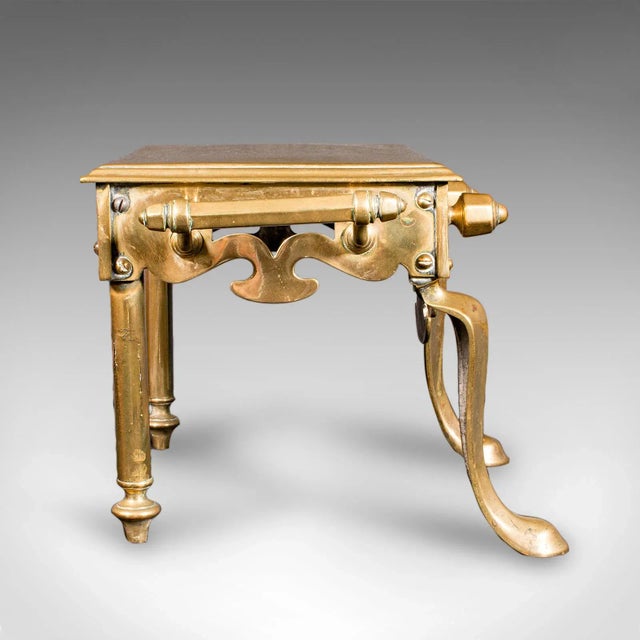 Victorian Antique Hearth Footman, English Brass, Fireplace Plate Warmer, Trivet, Victorian For Sale - Image 3 of 10