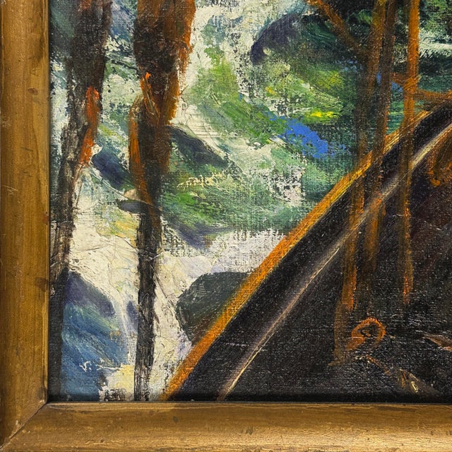 Jacques Lagrange (French, 1917-1995) Untitled Modernist Seascape, Signed (1931, Oil on Canvas) For Sale - Image 4 of 7