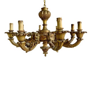 8-Light Italian Giltwood Chandelier, Circa 1900s For Sale