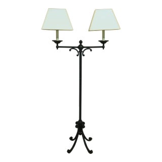 Primitive Style Rustic Iron 2 Arm Floor Lamp For Sale