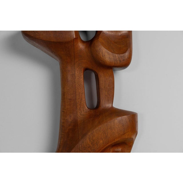Abstract Modern Totem Wall Sculpture in Teak, 1960 For Sale - Image 9 of 15