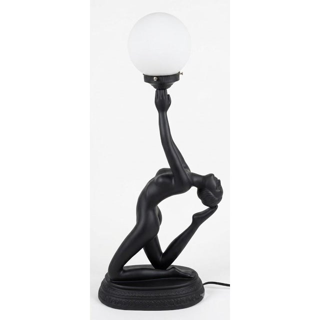 Plastic 1970s Art Deco Style Nude Table Lamp For Sale - Image 7 of 9