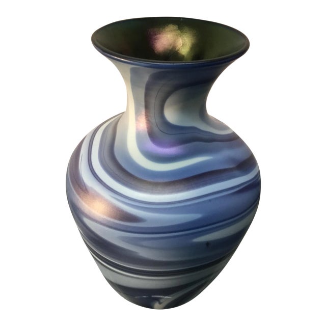Imperial Art Glass Lead Luster Swirl Vase For Sale