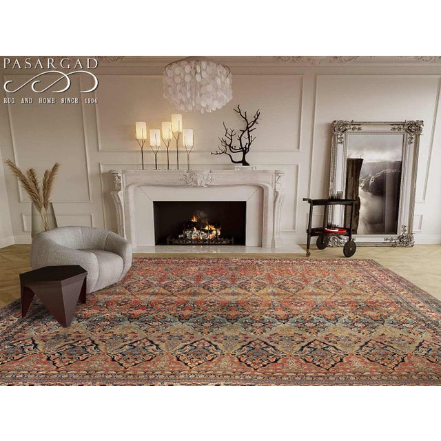 Late 19th Century Antique Navy Blue Fine Hand Knotted Persian Kermanshah Rug For Sale In Washington DC - Image 6 of 6