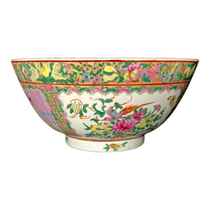 19th Century Large Chinese Famille Rose Medallion Porcelain Punch Bowl
