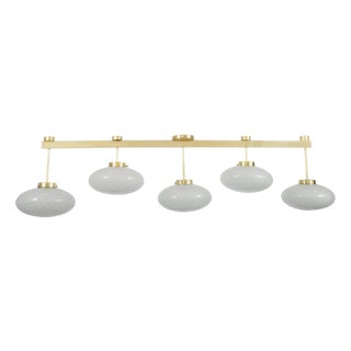 Modern linear chandelier with Murano glass shades For Sale