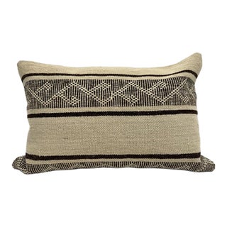 Turkish Hemp Pillow Cushion Natural Beige Brown Pillow Cushion Cover 16" x 24" For Sale