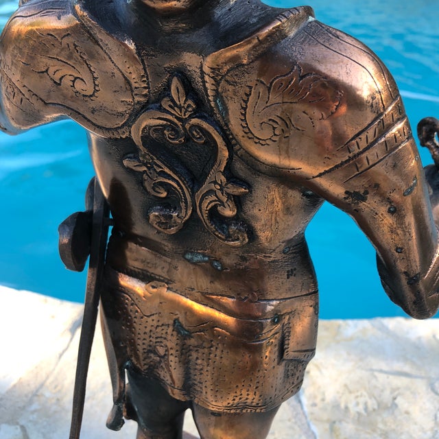 Vintage Mid Century Roman Gladiator Copper Metal Statue Chairish