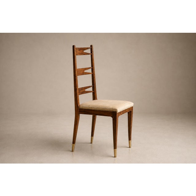 Mid-Century Modern Set of Eight Brazilian Modern Dining Chairs in Caviúna & Warm Ivory Mohair, Giuseppe Scapinelli, 1950s For Sale - Image 3 of 18