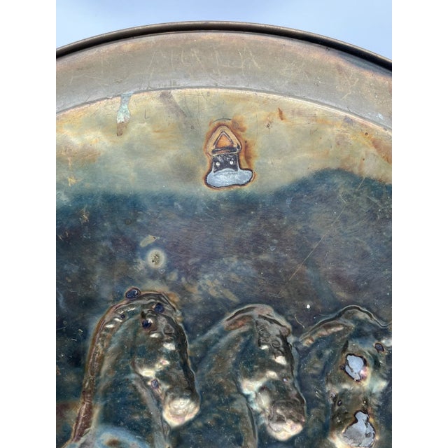 Metal Large Antique Copper Plate with Horse Relief, 1890s For Sale - Image 7 of 13