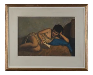 Large Jack Bookbinder Pastel Crayon on Paper in Original Frame