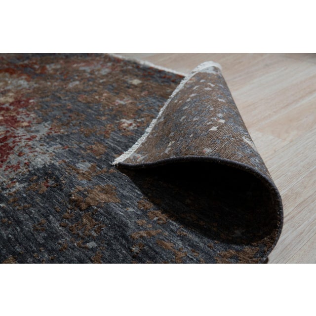 Indian 8x10 Lydia Lila Earthy Rustic Modern Hand Knotted Wool Abstraction Carpet Rug For Sale - Image 3 of 5