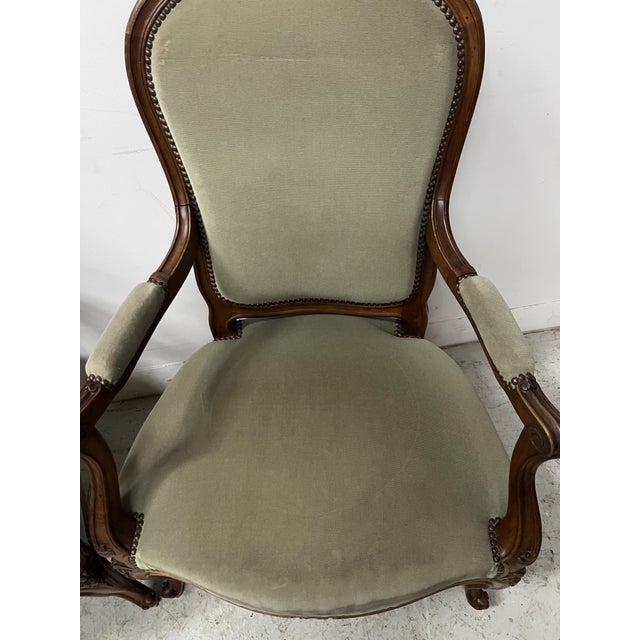 Brown Louis XV Style Armchairs in Walnut, Set of 2 For Sale - Image 8 of 14
