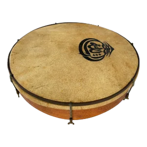 Vintage Hand-Made High-Quality Animal Skin Bentwood Drum With Ink Graphic Decoration