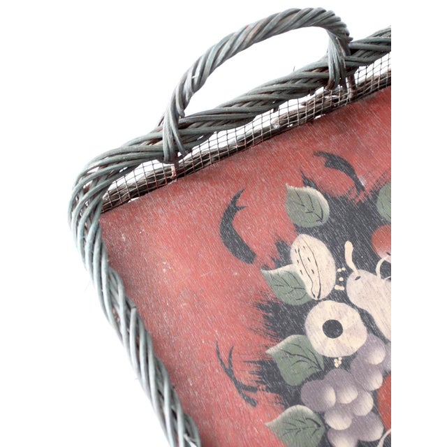 Green Antique Hand-Painted Wood Tray For Sale - Image 8 of 11