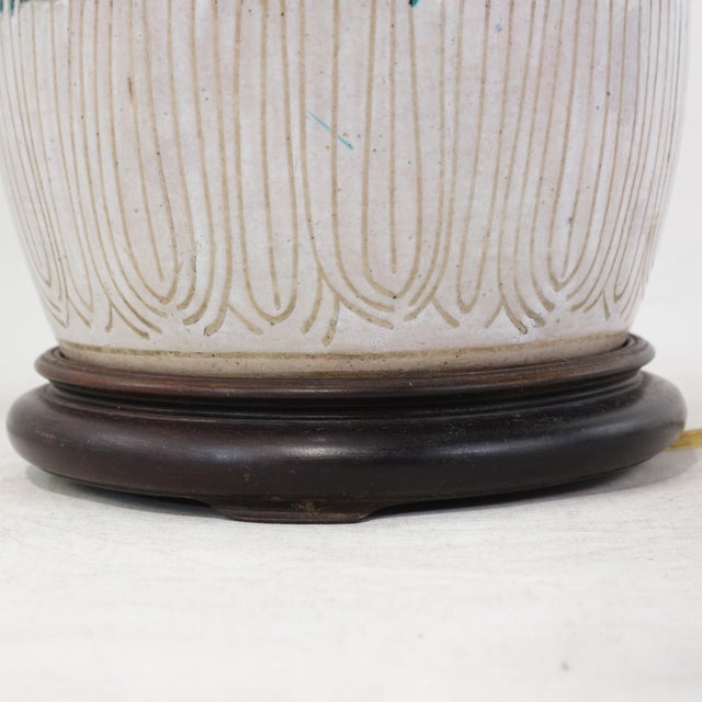 Green Antique Famille Rose Bok Choy Porcelain Table Lamp With Cabbage Leaf and Butterfly Motif For Sale - Image 8 of 13