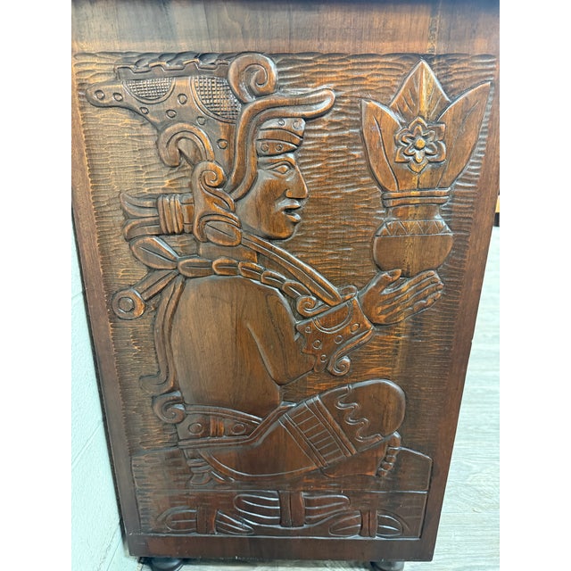 Vintage Hand Carved Solid Wood Mexican Colonial Server Credenza For Sale - Image 11 of 18
