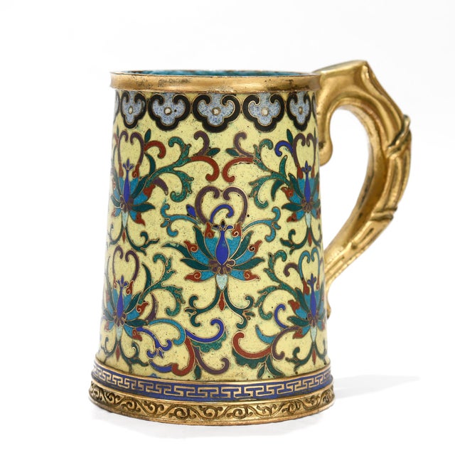 Metal Antique Chinese Qianlong Period Cloisonné Enamel Mug or Tankard For Sale - Image 7 of 16