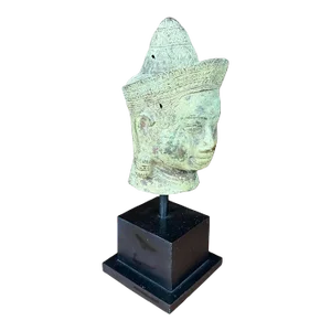 Vintage Khmer-Style Bronze Lakshmi Head – Southeast Asian Art