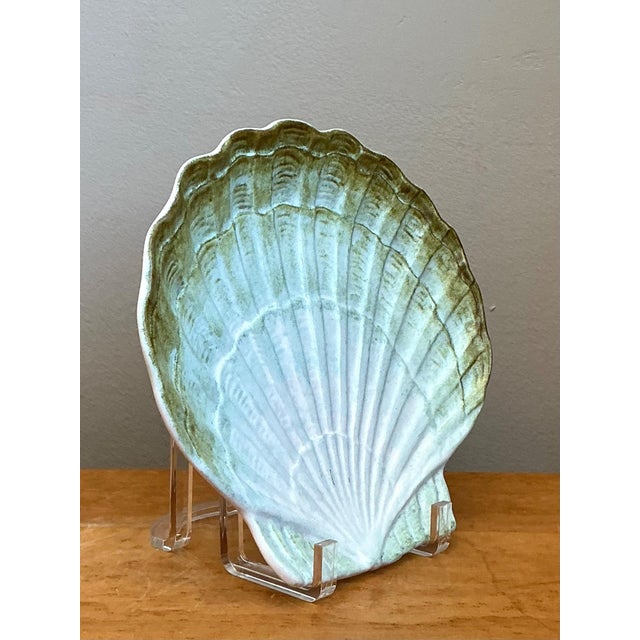 French Vintage French Scallop Shell Ceramic Dish For Sale - Image 3 of 15