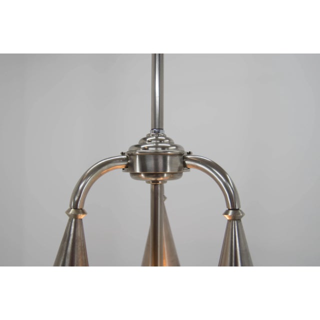1920s Art Deco Nickel-Plated Chandelier, 1920s For Sale - Image 5 of 13