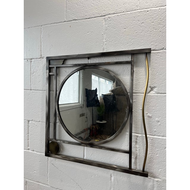 1980s Post Modern Robert Sonneman Demi-Lune Console and Mirror Entry Table For Sale - Image 5 of 9