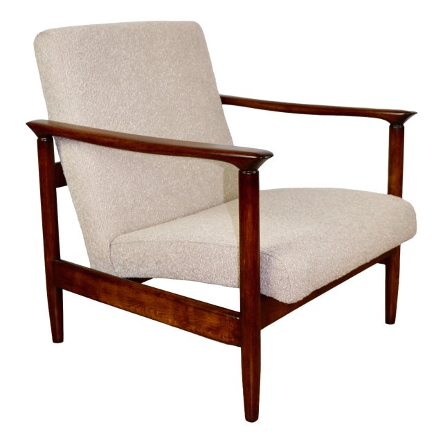 Beige Bouclé GFM-142 Chair attributed to Edmund Homa, 1970s For Sale