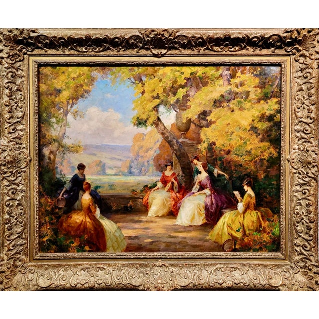 Joseph Tomanek-19th Century Elegant Women Having an Outdoor Party-Oil Painting For Sale - Image 12 of 12