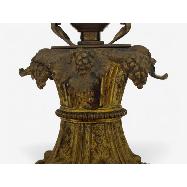 19th Century French Design, Gilt Bronze, Porcelain, Ornate Table Lamp, France, 19th C. For Sale - Image 5 of 12