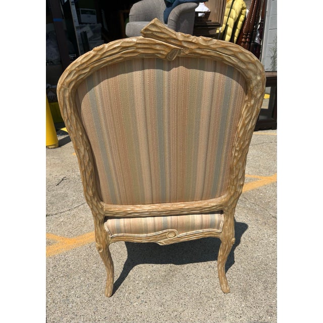 Wood Vintage Carved Faux Tree Branch Arm Chair Attributed to A. Rudin For Sale - Image 7 of 9