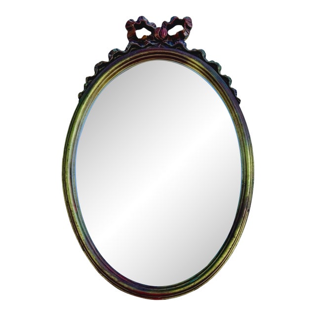 Vintage Uttermost Hollywood Regency Rococo Oval Wall Mirror For Sale