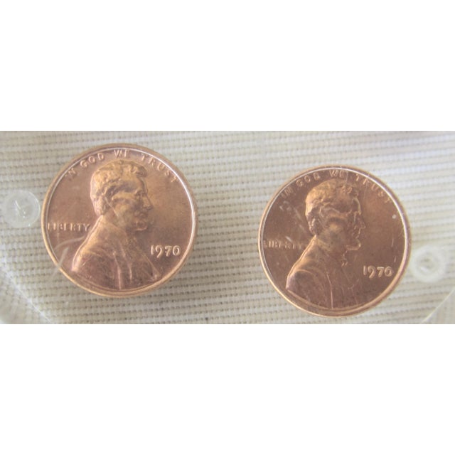 Mid-Century Modern Mid-Century 1970s Penny Lucite Paper Weight For Sale - Image 3 of 5
