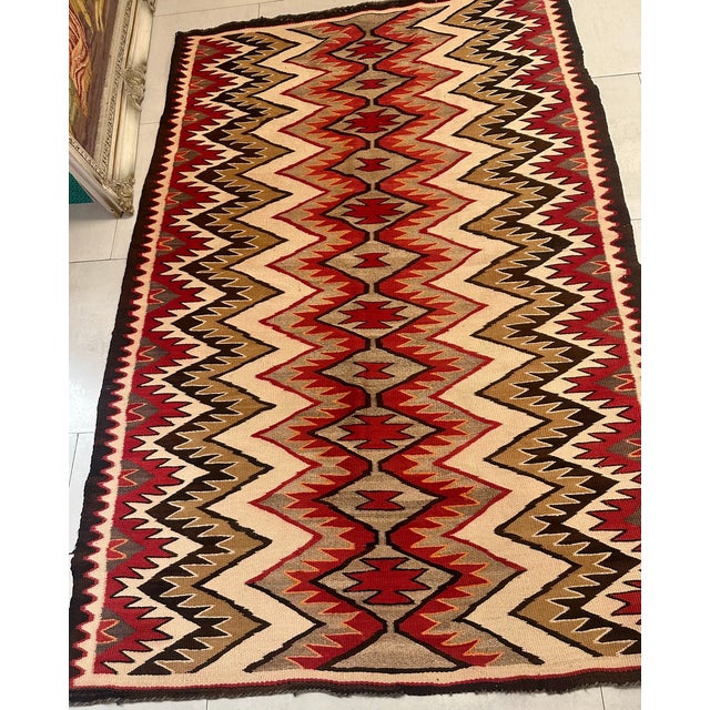 Textile 1900s, Handmade Antique Native American Navajo Style Rug 3.10' X 5.8' For Sale - Image 7 of 7