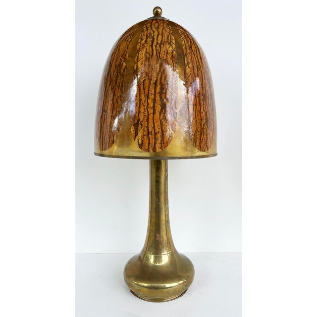 Gabriella Crespi 1960s Gabriella Crespi Brass Lamps, Resin "Tobacco Leaf" Shades - a Pair For Sale - Image 4 of 15