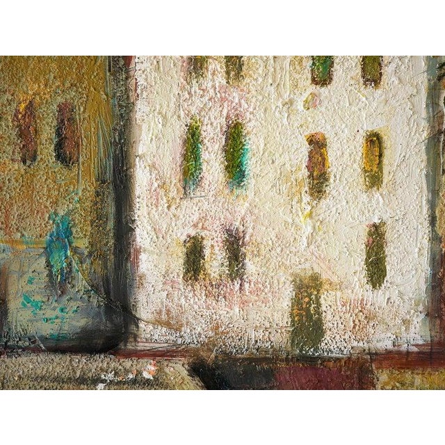 20th Century Warm-Toned Abstract Modern Village by the Ocean With Boats Landscape by David Adickes For Sale - Image 12 of 14