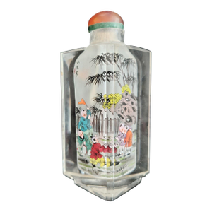 Vintage Signed Chinese Inside-Painted Glass Snuff Bottle – Rare Triangular Form