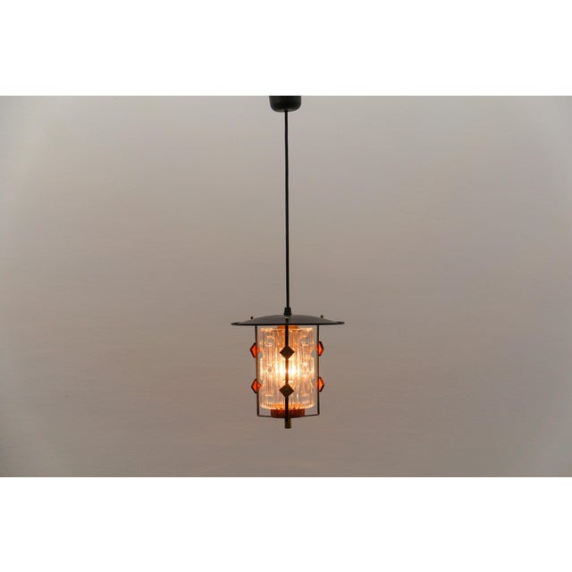 Mid-Century Modern Scandinavian Hanging Lamp in Copper with Teak and Glass, 1960s For Sale - Image 6 of 11