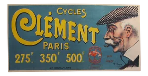 Original 1890 French Poster Cycles Clement, Older Man in Cap