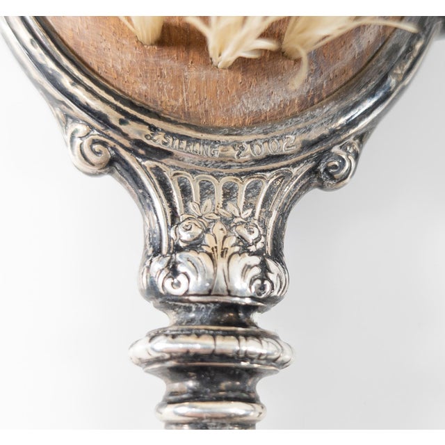 20th Century American Sterling Silver Art Deco Style Dresser Set With Mirror and Brush For Sale - Image 10 of 11