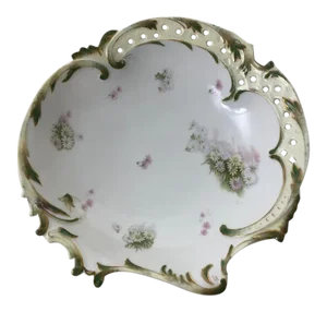 Antique Savoy German Hand Painted Flower Dish