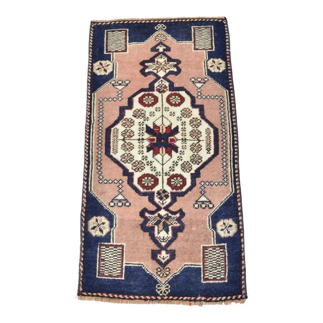 1960s Muted Modern Design Oushak Small Rug For Sale