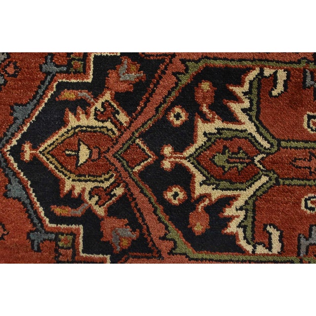 Heriz Rug 8′ X 10′ Rust Wool Tribal Hand-Knotted Oriental Carpet For Sale - Image 10 of 15