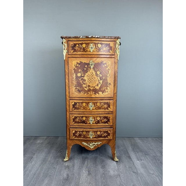 Napoleon III Louis XV Marquetry Secretary For Sale - Image 6 of 13