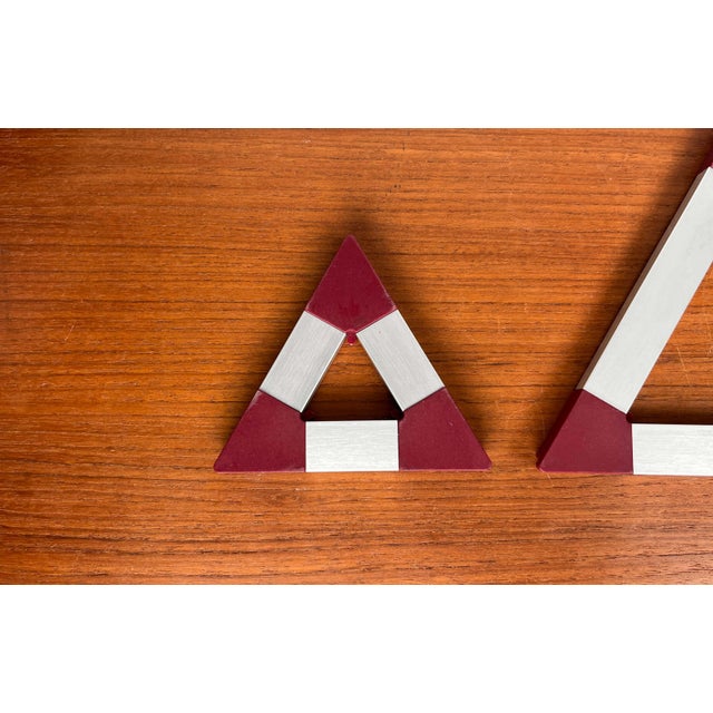 Vintage Danish Triangular Trivet Coasters by Jorgen Meldgaard for Menu, 1980s, Set of 3 For Sale - Image 10 of 12