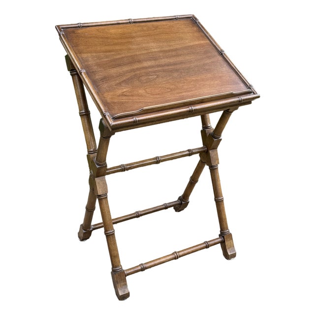 Vintage Faux Bamboo Style Wooden Lectern Library Book Display Stand For Sale